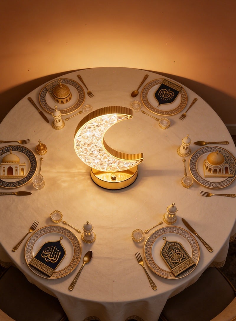 Yoawllty Ramadan Decorations, Ramadan Lights, Ramadan Decorations LED Crystal Moon Shape Night Light, Touch Night Lamp for Bedroom, Living Room - Image 3